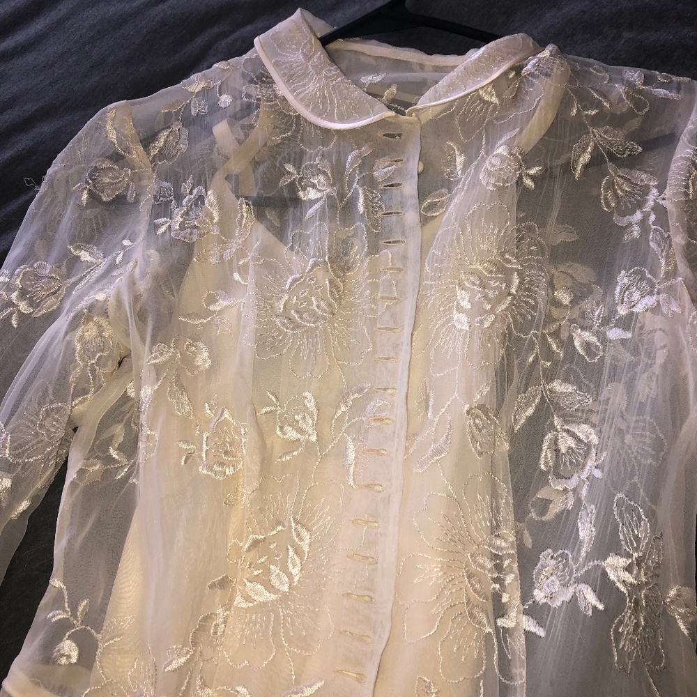 Vintage Voile Embroidered Wedding dress